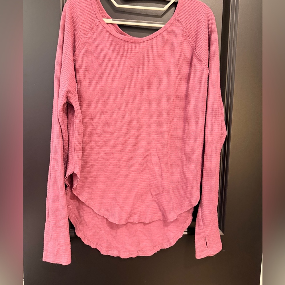 JoyLab Long Sleeve Waffle Top - Dusty Rose